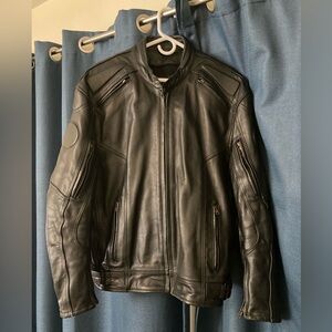 Motorcycle jacket leather heavy duty with zip in liner and armor size XXL